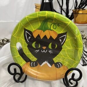 Party Creations Halloween Black Cat Premium Strength 8 Pack Party Plates